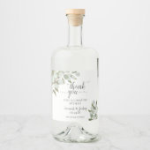 Rustige Waterverf Eucalyptus Weddenschap Hartelijk Likeurfles Etiket (Voorkant)