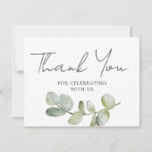 Rustige Waterverf Eucalyptus Wedding Bedankkaart (Voorkant)