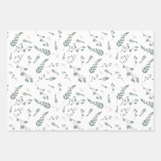 Rustige Waterverf Eucalyptusbladeren Inpakpapier Vel (Voorkant)