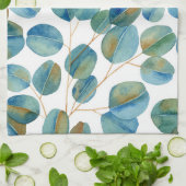 Rustige Waterverf Eucalyptusbladeren Theedoek (Gevouwen)