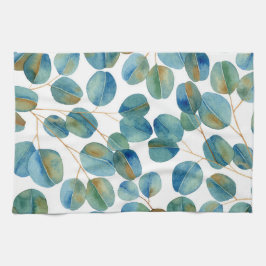 Rustige Waterverf Eucalyptusbladeren Theedoek