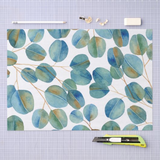 Rustige Waterverf Eucalyptusbladeren Tissuepapier (Craft)