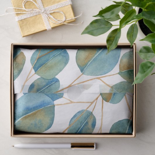 Rustige Waterverf Eucalyptusbladeren Tissuepapier (Geschenk)
