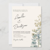 Rustige Waterverf Eucalyputs Greenery Wedding Inv Kaart (Voorkant)