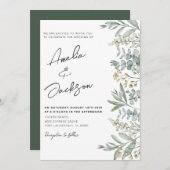 Rustige Waterverf Eucalyputs Greenery Wedding Invi Kaart (Voorkant / Achterkant)