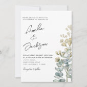 Rustige Waterverf Eucalyputs Greenery Wedding Kaart (Voorkant)