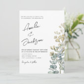 Rustige Waterverf Eucalyputs Greenery Wedding Kaart (Staand voorkant)