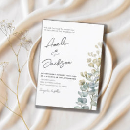 Rustige Waterverf Eucalyputs Greenery Wedding Kaart