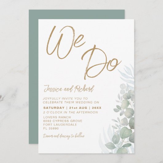 Rustige Waterverf Eucalyputus Sage Green Wedding Kaart (Voorkant / Achterkant)