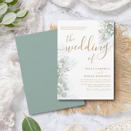 Rustige Waterverf Eucalyputus Sage Green Wedding Kaart