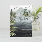 Rustige Waterverf Evergreen Mountain Wedding Kaart (Staand voorkant)