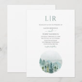 Rustige Waterverf Evergreen Tree Wedding Kaart (Voorkant / Achterkant)