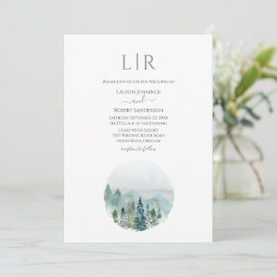 Rustige Waterverf Evergreen Tree Wedding Kaart