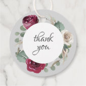Rustige Waterverf Floral Burgundy en White Roses Bedankjes Labels (Achterkant)