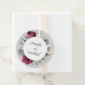 Rustige Waterverf Floral Burgundy en White Roses Bedankjes Labels (In situ)
