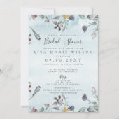 Rustige Waterverf Floral Dusty Blue Vrijgezellenfe Kaart (Voorkant)