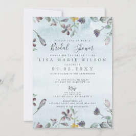 Rustige Waterverf Floral Dusty Blue Vrijgezellenfe Kaart