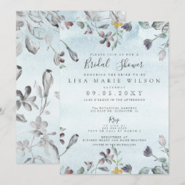 Rustige Waterverf Floral Dusty Blue Vrijgezellenfe Kaart