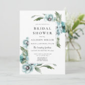 Rustige Waterverf Floral Dusty Blue Vrijgezellenfe Kaart (Staand voorkant)