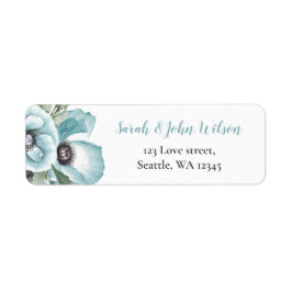 Rustige Waterverf Floral Dusty Blue Wedding Etiket
