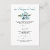 Rustige Waterverf Floral Dusty Blue Wedding Informatiekaartje (Voorkant)