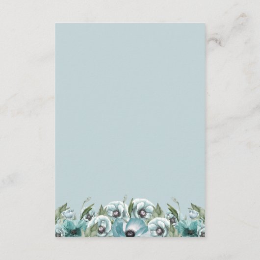 Rustige Waterverf Floral Dusty Blue Wedding Informatiekaartje (Achterkant)