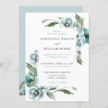 Rustige Waterverf Floral Dusty Blue Wedding