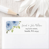 Rustige Waterverf Floral Dusty Blue Wedding Label (Insitu)