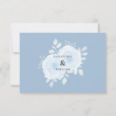 Rustige Waterverf Floral Dusty Blue Wedding RSVP Kaartje (Achterkant)