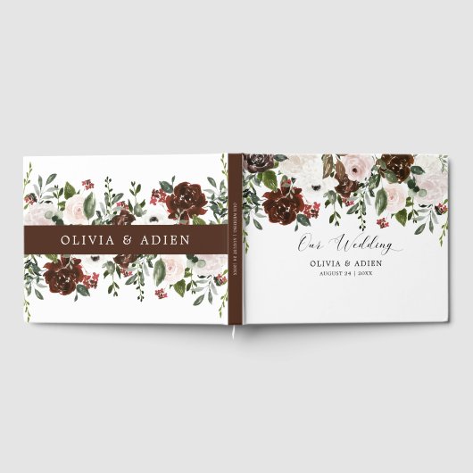 Rustige Waterverf Floral Geometric Wedding Gastenboek (Volledig)