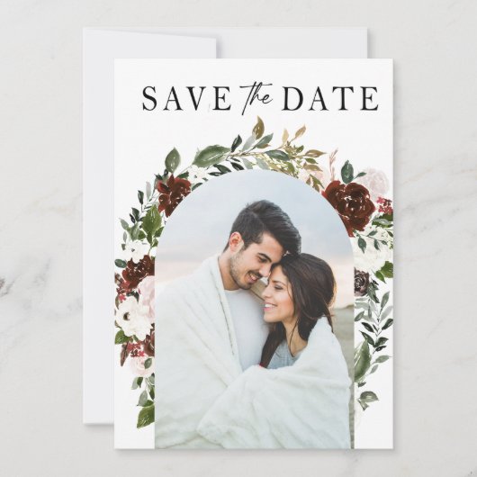 Rustige Waterverf Floral Geometric Wedding Save The Date (Voorkant)