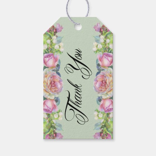 Rustige Waterverf Floral Hartelijk dank voor Label Cadeaulabel (Voorkant)