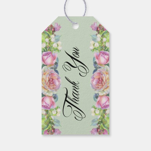 Rustige Waterverf Floral Hartelijk dank voor Label Cadeaulabel (Achterkant)