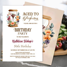 Rustige Waterverf Floral Hourglass Birthday Party Kaart