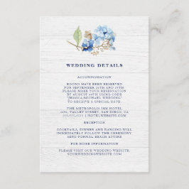 Rustige Waterverf Floral Hydrangea Wedding Details Informatiekaartje