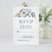 Rustige Waterverf Floral Hydrangea Wood Wedding RSVP Kaartje (Staand voorkant)