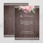 Rustige waterverf floral lace bruiloft details informatiekaartje (Voorkant / Achterkant)