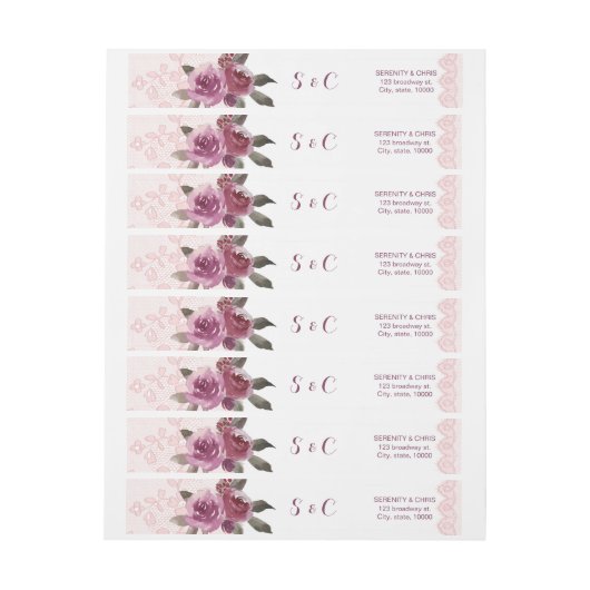 Rustige waterverf floral lace bruiloft monogram (Vel)