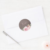 Rustige waterverf floral lace bruiloft monogram ronde sticker (Envelop)