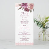 Rustige waterverf floral lace fall trouwmenu menu (Staand voorkant)