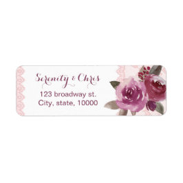 Rustige waterverf floral lace return address etiket