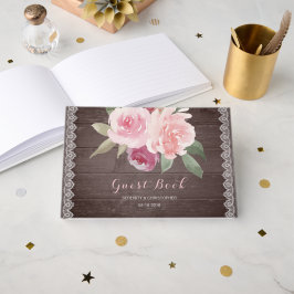 Rustige waterverf floral lace trouwgastenboek gastenboek