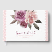 Rustige waterverf floral lace trouwgastenboek gastenboek (Voorkant)
