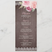 Rustige waterverf floral lace trouwmenu menu (Voorkant)