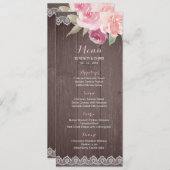 Rustige waterverf floral lace trouwmenu menu (Voorkant / Achterkant)