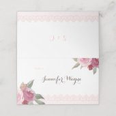 Rustige waterverf floral lace Wedding place cards Plaatskaartje (Buitenkant ongevouwen)
