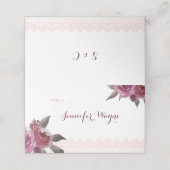 Rustige waterverf floral lace Wedding place cards Plaatskaartje (Buitenkant ongevouwen)