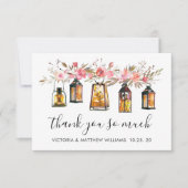 Rustige Waterverf Floral Lantern Wedding Bedankt (Voorkant)