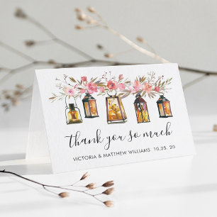 Rustige Waterverf Floral Lantern Wedding Bedankt