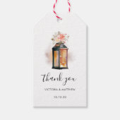 Rustige Waterverf Floral Lantern Wedding Bedankt Cadeaulabel (Voorkant)